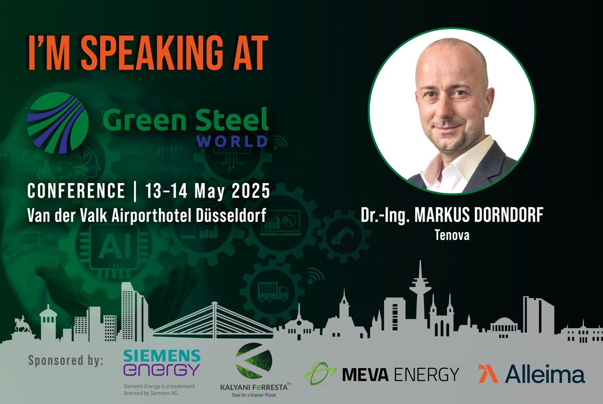 🌱 Excited to take part in <a href="/GreenSteelWorld/">GreenSteelWorld</a> Conference in Düsseldorf on May 13-14, 2025! We’ll discuss sustainable steel production and how our technologies are paving the way for the decarbonization of steelmaking. More 👉 tenova.com/newsroom/upcom…