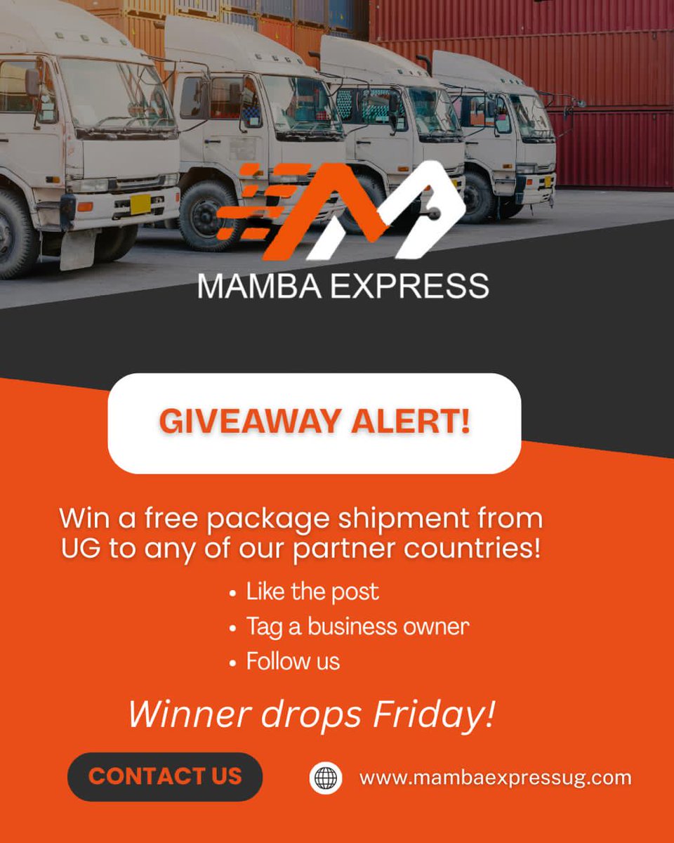 mambaexpressug's tweet photo. 🤩🎉Giveaway alert! We're excited to announce that the winner of our prize giveaway will be revealed this Friday! Want to win? It's easy! Just like our posts and follow all our social media accounts to enter. Good luck! 🚀

#MambaExpress #Giveaway #WinBig #FridayReveal #FollowUs https://t.co/WRGgwjyu5v