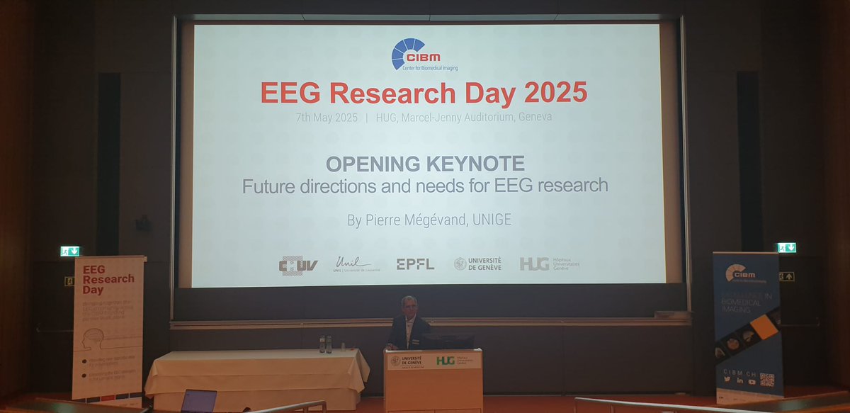 CIBM_ch's tweet image. Live from #CIBM #EEGResearchDay: @pierre_vanmedge @unige_en @hug_ge. PI,@LabNeuron highlights critical needs in #EEG research - better software, data visualization, and interoperability between formats!