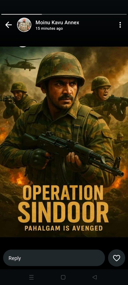 Jai Hind

ಭಾರತೀಯ ಸೇನೆಯ ಶಕ್ತಿ ಜಗತ್ತಿಗೆ ತಿಳಿಯಲಿ, ನಮ್ಮ ಅಮಾಯಕರ ಕೊಂದ ರಕ್ತ ಪಿಶಾಚುಗಳ ನೆಲೆಗಳು ಬೂದಿಯಾಗಲಿ. ಭಯೋತ್ಪಾದನೆಗೆ ಕುಮ್ಮಕ್ಕು ನೀಡುವ ಪಾಪಿಸ್ತಾನಕ್ಕೆ ಇದೊಂದು ಎಚ್ಚರಿಕೆಯ ಕರೆಗಂಟೆ ಯಾಗಲಿ . ಒಗ್ಗಟ್ಟಾಗಿ ಮೊಳಗಲಿ ಜೈ ಹಿಂದ್ ...
#IndiaPakistanWar #OperationSindoor