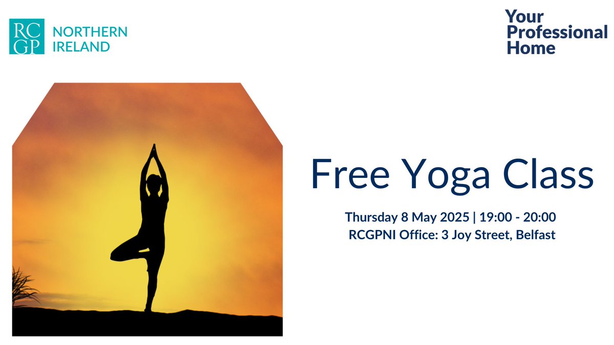RCGPNI (@rcgp_ni) on Twitter photo RCGPNI would like to invite our members to a free yoga session. Attendees can bring a plus one, so grab a friend and come along to the free class tomorrow at 19:00!
Register here: tinyurl.com/RCGPyoga
<a href="/_NIMDTA/">NIMDTA</a> <a href="/QUBGPSociety/">QUB GP Society</a> <a href="/UUGPSociety/">UUSU GP Society</a> RCGPNI would like to invite our members to a free yoga session. Attendees can bring a plus one, so grab a friend and come along to the free class tomorrow at 19:00!
Register here: tinyurl.com/RCGPyoga
<a href="/_NIMDTA/">NIMDTA</a> <a href="/QUBGPSociety/">QUB GP Society</a> <a href="/UUGPSociety/">UUSU GP Society</a>
