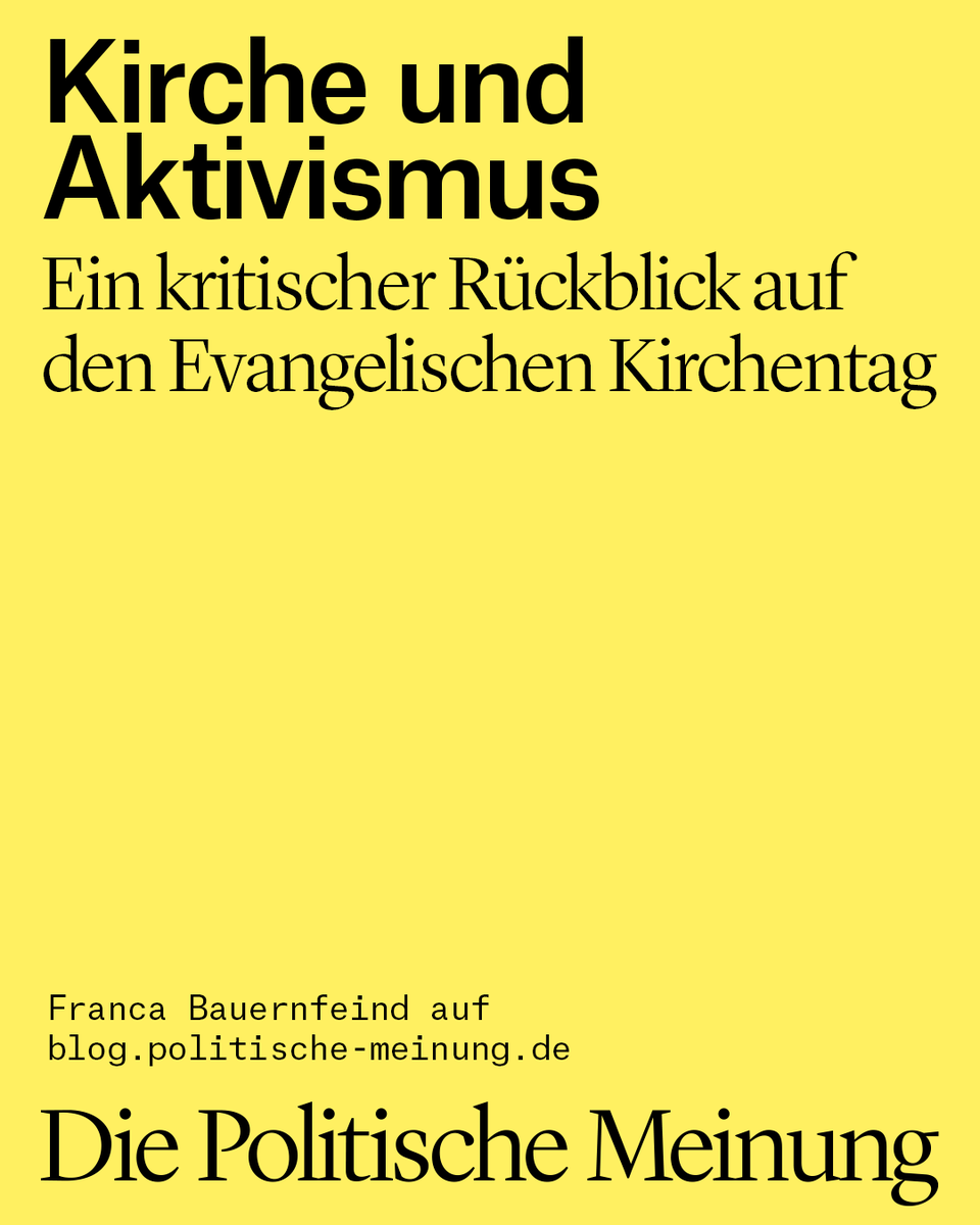 „Glaube ja – aber gehöre ich noch dazu?“
<a href="/FrancaBauernfnd/">Franca Bauernfeind</a> kritisiert den Evangelischen #Kirchentag: einseitig politisiert, wenig Raum für andere Haltungen. Ist die Kirche noch für alle da?
👉 Jetzt lesen: 
kas.de/de/web/die-pol…
