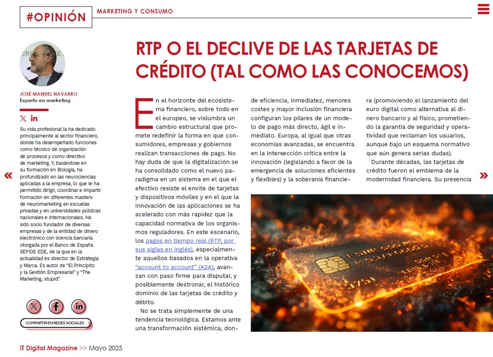 RTP o el declive de las tarjetas de crédito (tal como las conocemos).

Publicado en <a href="/ITUser_ITDM/">IT User (ITDM Group)</a> y en granadablogs.com/entrelineas/20…
#RTP #A2A #P2P #Payments #Card #Cash <a href="/Sefide_EDE/">Sefide</a>