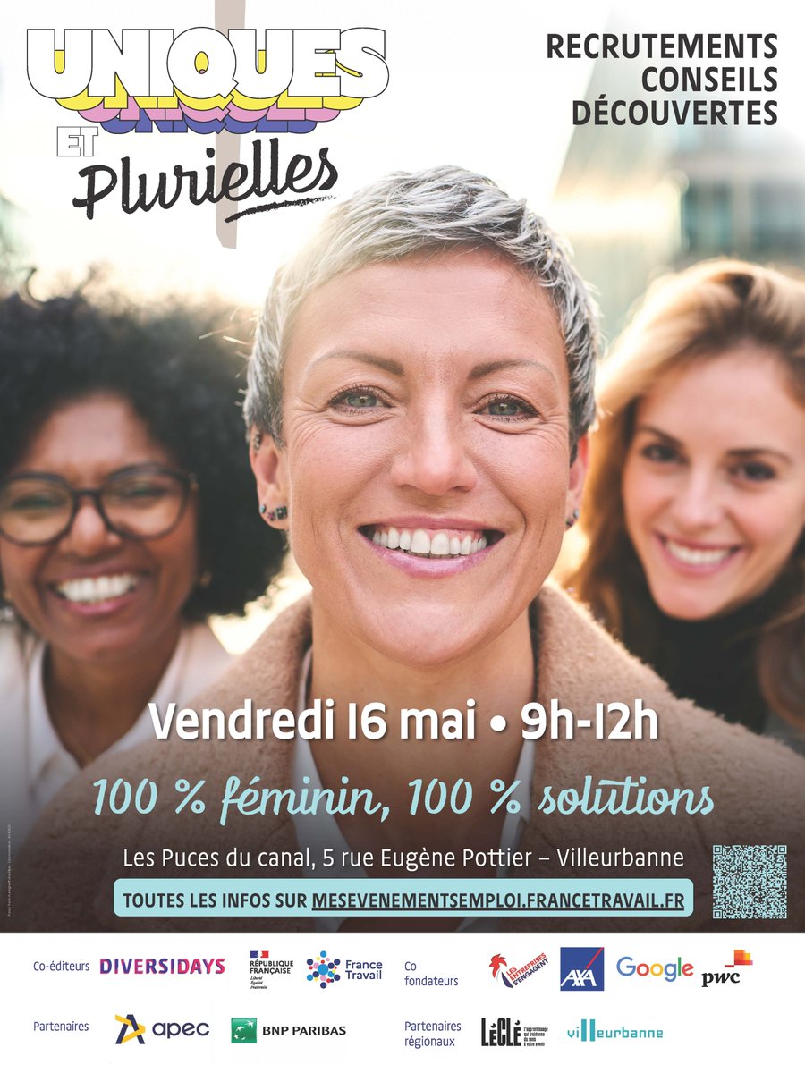 #FestivalUniques en Auvergne-Rhône-Alpes 📍+200 événements les 15-16 mai

✔️Uniques et Pluri’elles, dédié aux femmes <a href="/PucesDuCanal/">Puces du Canal</a> 
✔️Festival des métiers émergents LéClé
✔️Atelier inclusion et diversité LGBTQIA+ <a href="/ANDRH_Officiel/">ANDRH</a> …

… Programme complet→ francetravail.fr/region/auvergn…