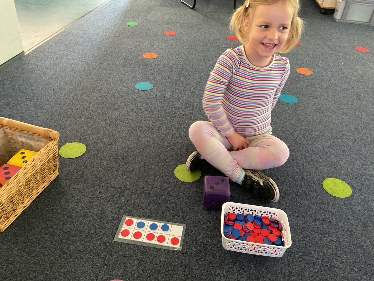 PDA_Rec's tweet image. We have been adding in maths! We enjoyed playing a game with the dice and 10 frame to add more to a number. We used the sentence ‘first there was____, then we added ____, now we have ____ altogether.’ #pdamaths