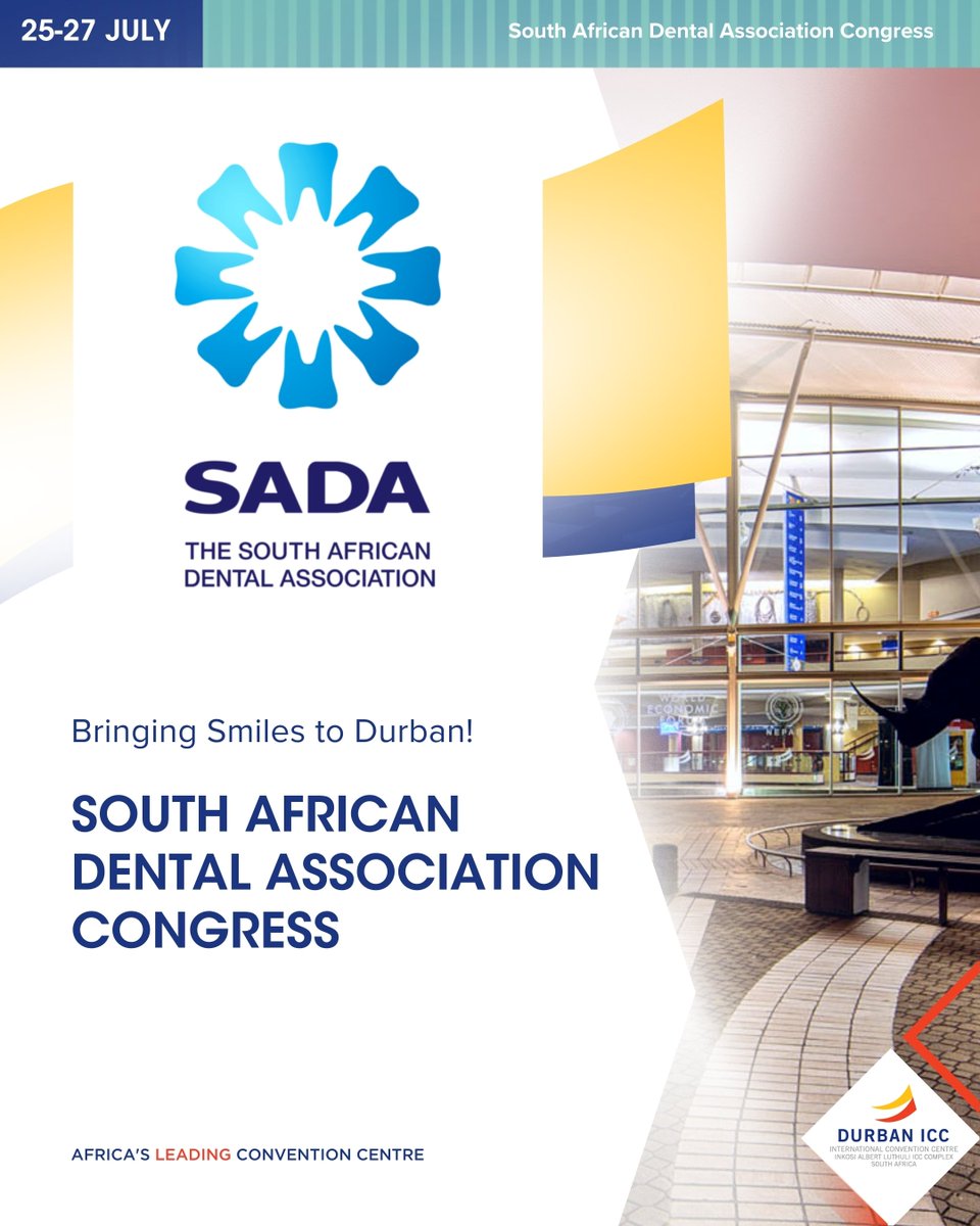 We’re proud to host the South African Dental Association Congress from 25–27 July, a premier gathering of leading dental professionals, innovators &amp; specialists from across the country.

📍 Durban ICC — where ideas take centre stage.

#SADACongress2025 #DurbanICC
