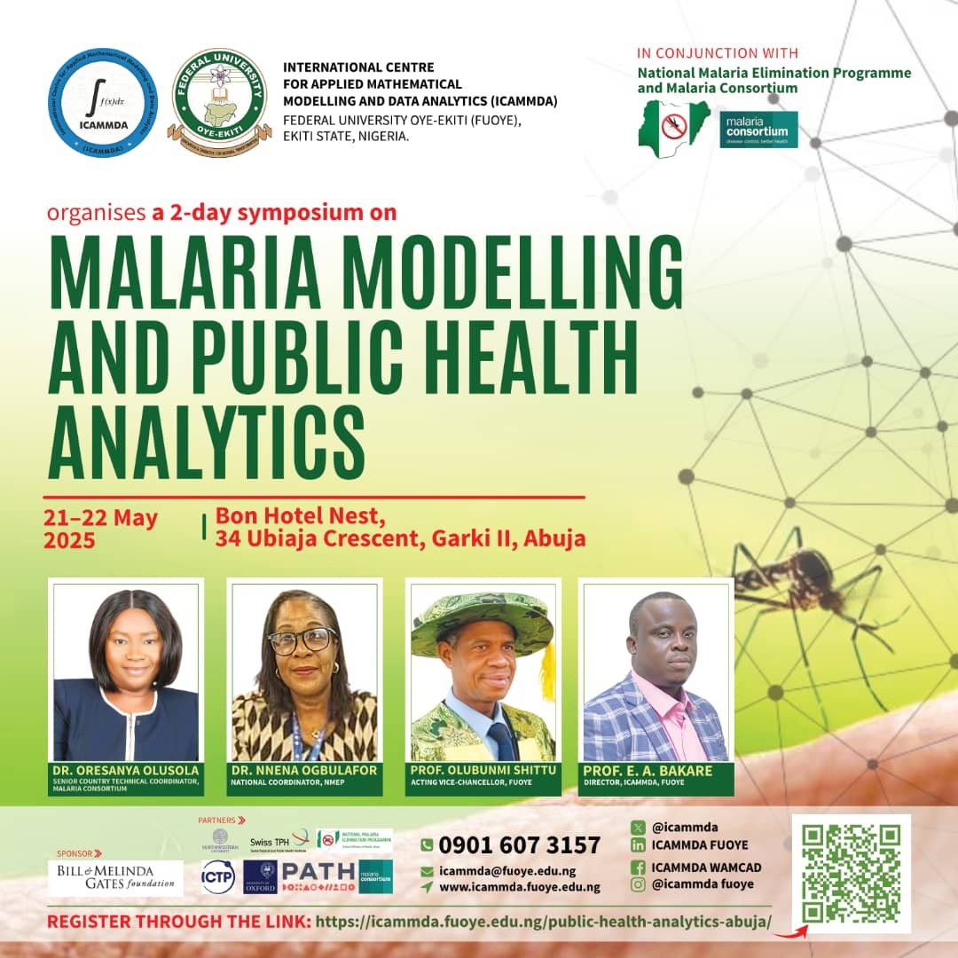 MESAmalaria's tweet photo. 📢 Join the @icammda 2-Day Symposium on Malaria Modelling &amp; Public Health Analytics📊
📍 May 21–22 in Abuja (Ghana) &amp; Online 💻
 Bringing together experts in modelling, data science, and public health 🧬
🔹 Free registration required! https://t.co/xV4m9qfRYk https://t.co/m3LM0wVvY7