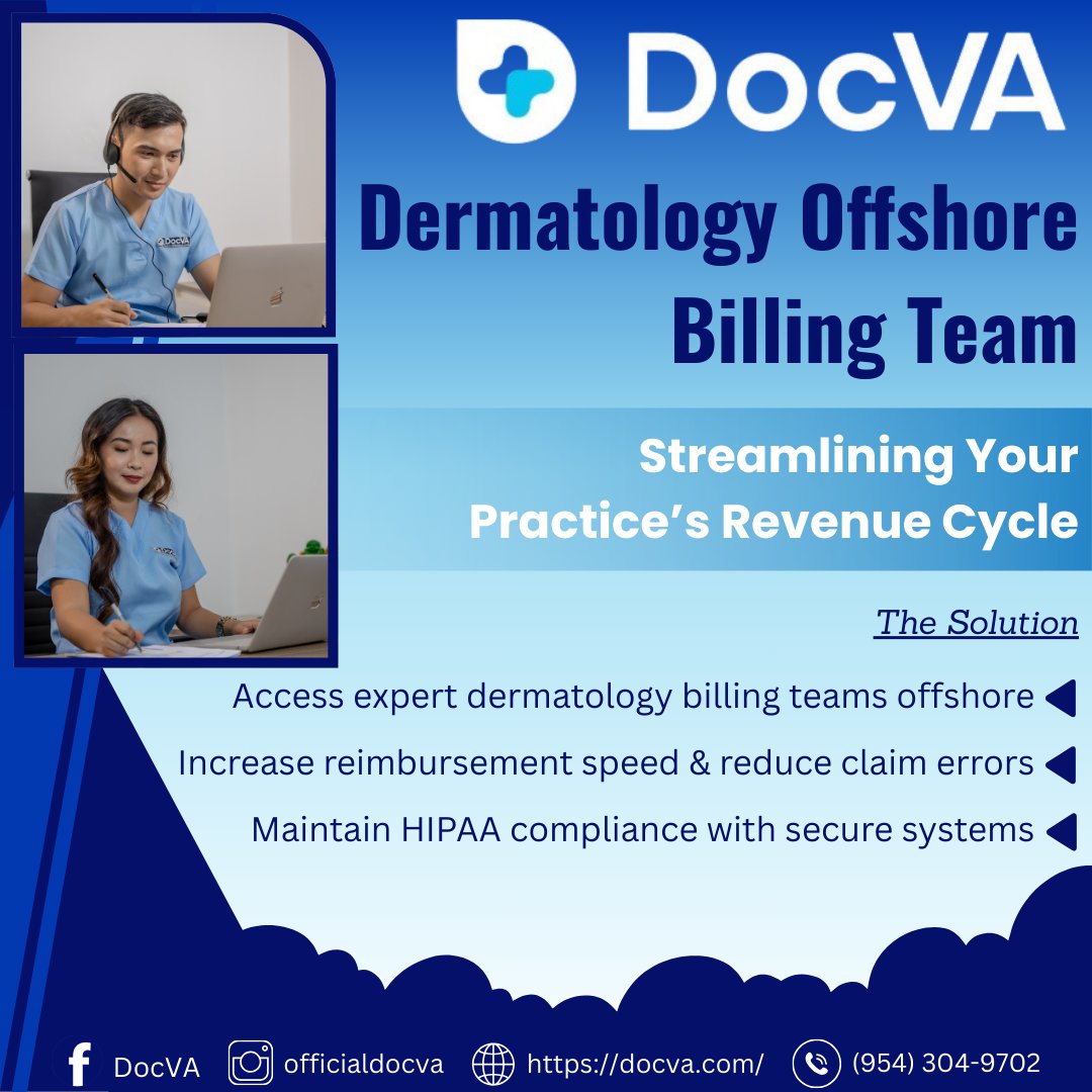 Docva_US's tweet image. Struggling with complex dermatology billing and claim delays? Offshore billing experts can help you boost reimbursements, reduce errors, and stay HIPAA-compliant.
#DermatologyBilling #MedicalBillingSolutions #RevenueCycleManagement #HIPAACompliance 

docva.com/dermatology-of…