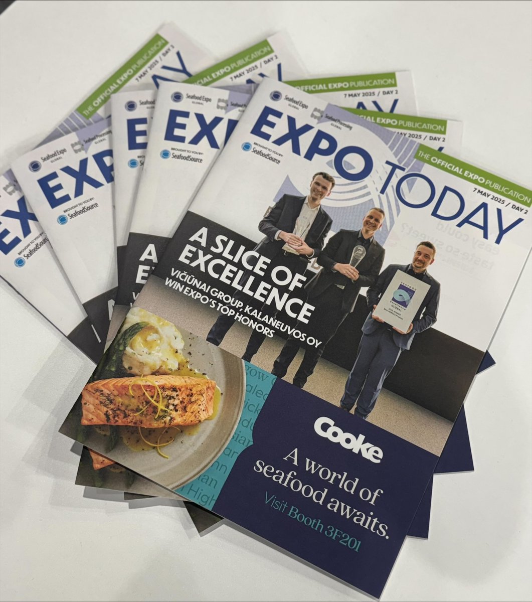 Hot off the press, grab your copy of EXPO TODAY, Day 2 of #SEG25! Today’s issue will feature official Seafood Excellence Global Awards winners, plus a product roundup of the awards’ finalists.

#seafood #seafoodexcellenceglobal #seafoodindustry