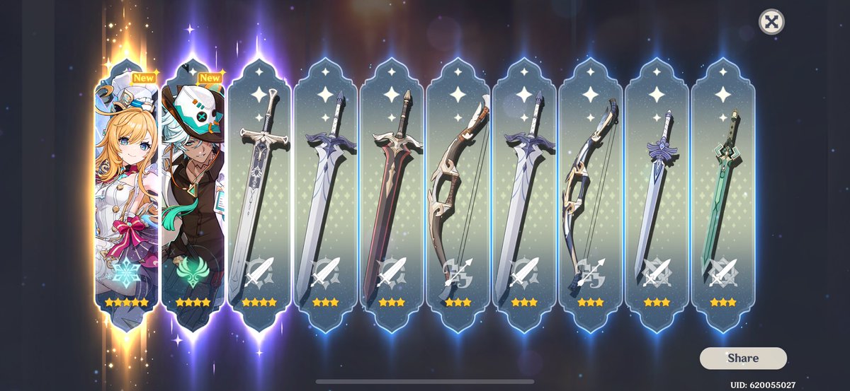 Summary of my pulls:

Won 5050 on my eu acc
Late 5*

Na acc:
Lost 5050
Got escoffier late pity
C6 Jean now…..

😔