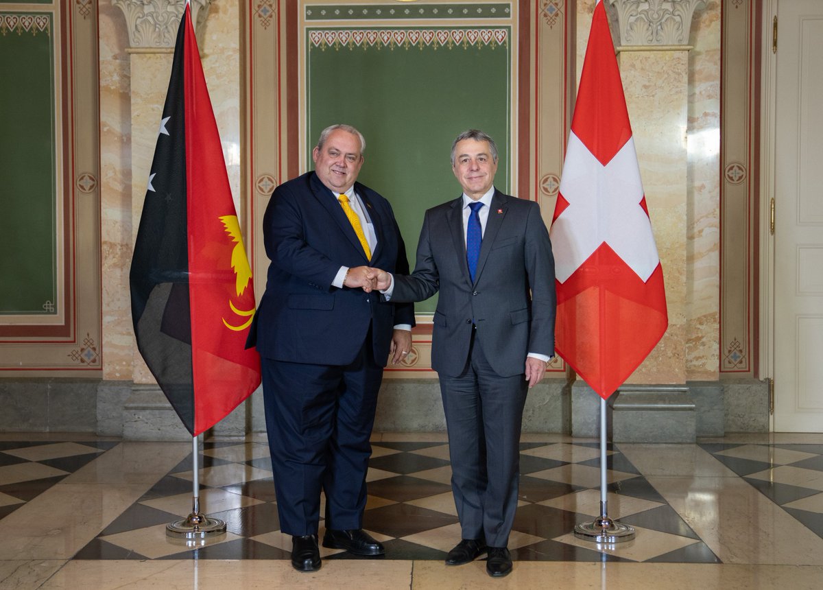 Ignazio Cassis (@ignaziocassis) on Twitter photo Pleased to meet 🇵🇬 FM Justin <a href="/TkatchenkoMP/">Hon. Justin W Tkatchenko MP</a> as Papua New Guinea opens its first bilateral and multilateral Mission in Geneva. In the 50th anniversary of its #independence, 🇵🇬 and 🇨🇭 upgrade their diplomatic relations: a strong sign of our shared commitment to #universality & Pleased to meet 🇵🇬 FM Justin <a href="/TkatchenkoMP/">Hon. Justin W Tkatchenko MP</a> as Papua New Guinea opens its first bilateral and multilateral Mission in Geneva. In the 50th anniversary of its #independence, 🇵🇬 and 🇨🇭 upgrade their diplomatic relations: a strong sign of our shared commitment to #universality &