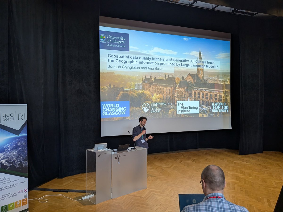 Ana Basiri (@anahidbasiri) on Twitter photo Now we are at the first session of #LBS2025 on #GeoAI chaired by our own <a href="/meiliu_wu/">Meiliu Wu</a> of @GeoDSGlasgow where our own Joe Shingleton presents our paper on #Spatial #DataQuality in the era of #GenerativeAI
#TeamUofG
Great conference so far, thanks to <a href="/tenkahen/">Henrikki Tenkanen 🌐 htenkanen.bsky.social</a>, Juha Oksanen & Now we are at the first session of #LBS2025 on #GeoAI chaired by our own <a href="/meiliu_wu/">Meiliu Wu</a> of @GeoDSGlasgow where our own Joe Shingleton presents our paper on #Spatial #DataQuality in the era of #GenerativeAI
#TeamUofG
Great conference so far, thanks to <a href="/tenkahen/">Henrikki Tenkanen 🌐 htenkanen.bsky.social</a>, Juha Oksanen &
