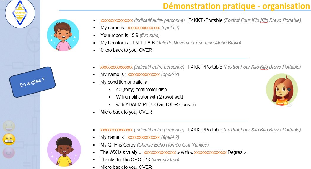 ARAM95 - F4KKT (@aram95_asso) on Twitter photo Après les explications, le cas pratique !
📅 Vendredi 9/05 ~9h15-11h30
📡 Activation #F4KKT/P sur #QO100 par les élèves de l'école des Terrasses de <a href="/villedecergy/">Ville de Cergy</a> (QRG : .895 ou .795)
🎙️ Groupe de 3 élèves par #QSO
🙏 En espérant vous croiser nombreux !
#radioamateur #hamradio Après les explications, le cas pratique !
📅 Vendredi 9/05 ~9h15-11h30
📡 Activation #F4KKT/P sur #QO100 par les élèves de l'école des Terrasses de <a href="/villedecergy/">Ville de Cergy</a> (QRG : .895 ou .795)
🎙️ Groupe de 3 élèves par #QSO
🙏 En espérant vous croiser nombreux !
#radioamateur #hamradio