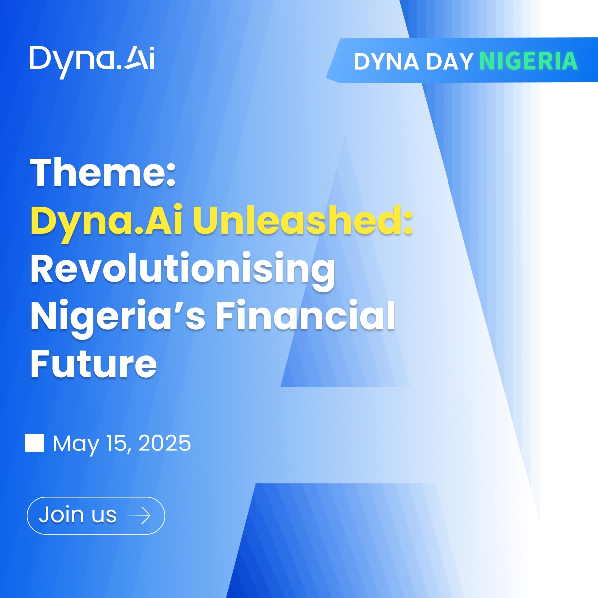 Dyna_AI_'s tweet photo. https://t.co/TCgHIgguWV is coming to Nigeria! 🇳🇬
Join us for Nigeria Dyna Day — our launch in Lagos with fintech leaders, policymakers & media.
🗓 May 15 | 📍Four Points, VI
📷 Keynotes, live demos & panel talks
Reimagining finance, together.
#DynaAI #NigeriaDynaDay https://t.co/KJOGUe5Tyz