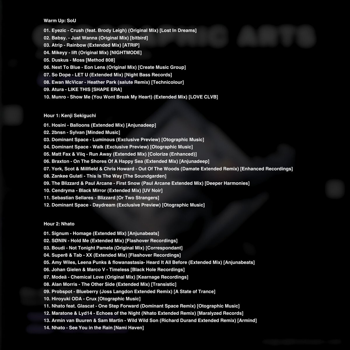 昨日配信したOtographic Arts 185のアーカイブを公開しました。OA185 is now available for replay!

Warm Up (<a href="/sou_wav/">SoU</a>)
mixcloud.com/otographic/sou…

Main (<a href="/_kenjisekiguchi/">Kenji Sekiguchi</a> &amp; <a href="/nhato/">Nhato</a>)
mixcloud.com/otographic/ken…