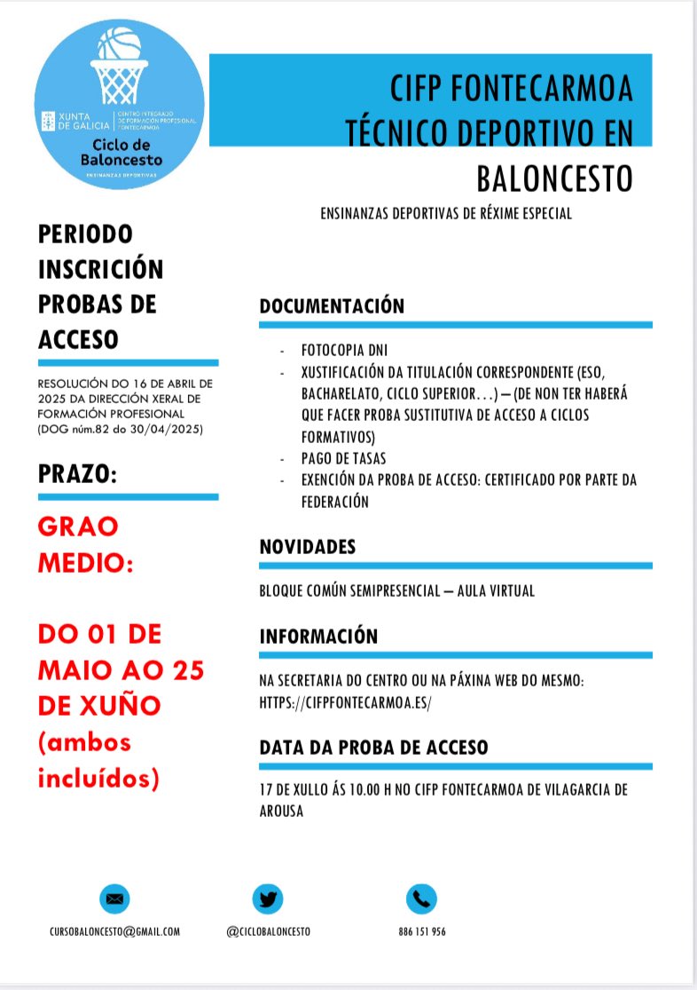 Periodo de inscripción prueba de acceso específico Grado Medio