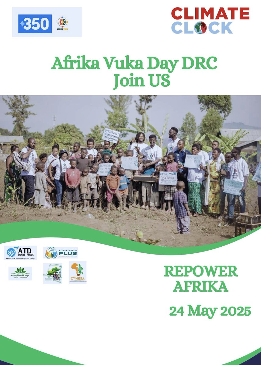 Climate Clock DRC (@climateclockdrc) on Twitter photo Join us on Afrika Vuka Day in DRC rising voices to make end fossils fuel projects by promoting renewables energy now!
#ActinTime #RepowerAfrika <a href="/stopEACOP/">StopEACOP</a> <a href="/AfrikaVukaNet/">Afrika Vuka Network</a> <a href="/350Africa/">350 Africa</a> <a href="/AfricansRising/">Africans Rising</a> <a href="/SDG2030/">SDG2030</a> <a href="/theclimateclock/">CLIMATE CLOCK</a> <a href="/CANIntl/">Climate Action Network International (CAN)</a> <a href="/fridayforafrica/">FridayForFutureAfrica</a> <a href="/EcocideLaw/">Stop Ecocide International</a> <a href="/DontGasAfrica/">@dontgasafrica.bsky.social</a> @ Join us on Afrika Vuka Day in DRC rising voices to make end fossils fuel projects by promoting renewables energy now!
#ActinTime #RepowerAfrika <a href="/stopEACOP/">StopEACOP</a> <a href="/AfrikaVukaNet/">Afrika Vuka Network</a> <a href="/350Africa/">350 Africa</a> <a href="/AfricansRising/">Africans Rising</a> <a href="/SDG2030/">SDG2030</a> <a href="/theclimateclock/">CLIMATE CLOCK</a> <a href="/CANIntl/">Climate Action Network International (CAN)</a> <a href="/fridayforafrica/">FridayForFutureAfrica</a> <a href="/EcocideLaw/">Stop Ecocide International</a> <a href="/DontGasAfrica/">@dontgasafrica.bsky.social</a> @