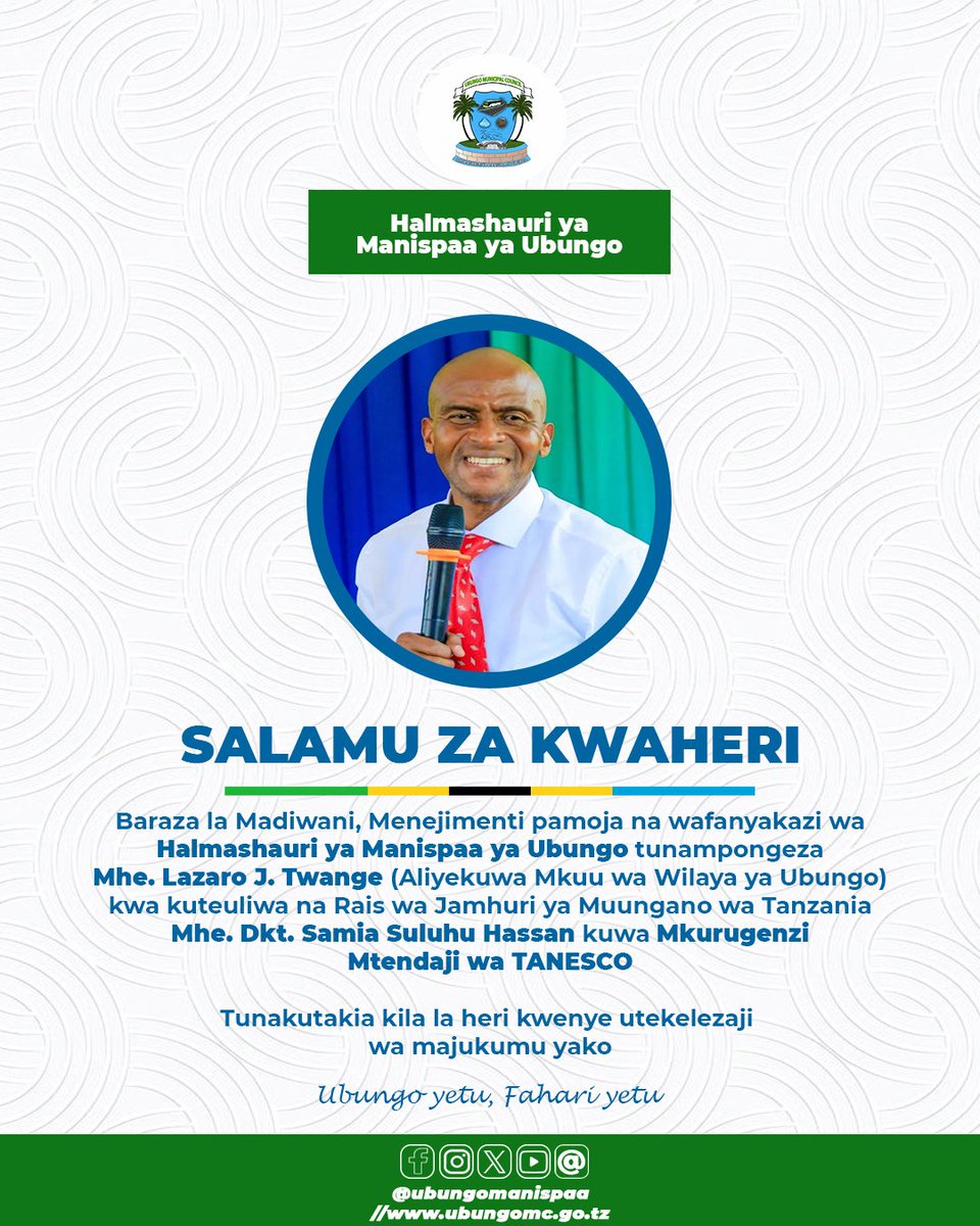 SALAMU ZA KWAHERI KWA MHE. LAZARO TWANGE AMBAYE AMETEULIWA KUWA MKURUGENZI MTENDAJI WA TANESCO