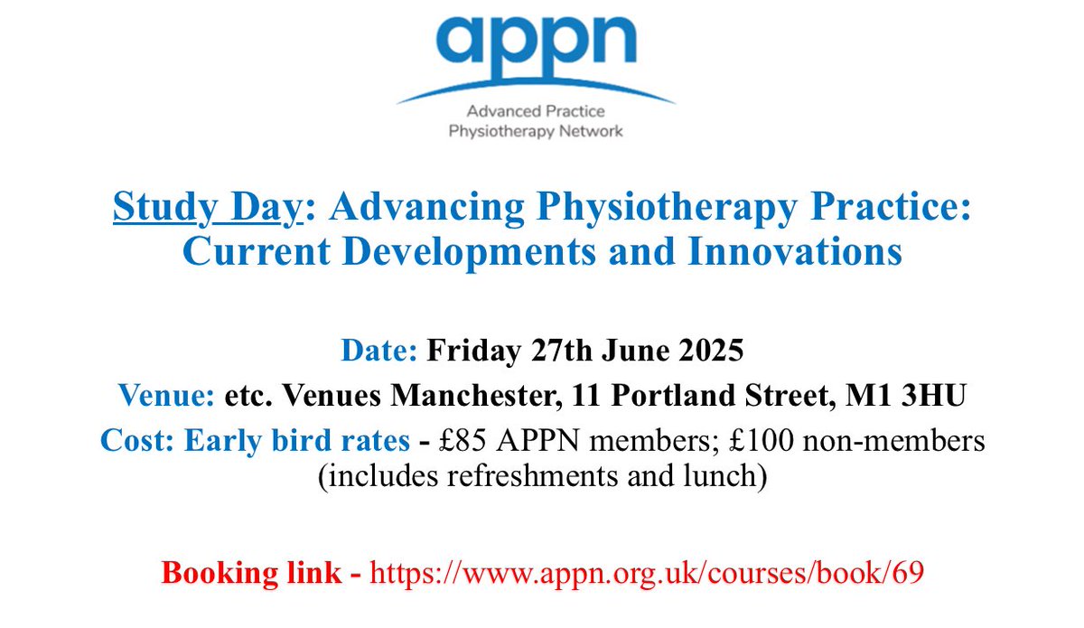 Advanced Practice Physiotherapy Network (@appn_physio) on Twitter photo We are delighted to have <a href="/ashjamesphysio/">Ash James ๐ญ</a> Director of Practice & Development <a href="/thecsp/">Chartered Society of Physiotherapy (CSP)</a> presenting โ๐ผ๐ฃ ๐๐ฃ๐ฉ๐ง๐ค๐๐ช๐๐ฉ๐๐ค๐ฃ ๐ฉ๐ค ๐ฉ๐๐ ๐ง๐ค๐ก๐ ๐ค๐ #๐ผ๐ ๐๐ฃ ๐ฟ๐๐๐๐ฉ๐๐ก ๐๐๐๐ก๐ฉ๐ ๐๐ค๐ง ๐ผ๐ ๐๐๐ฎ๐จ๐๐ค๐จโ at our June study day ๐ booking ๐appn.org.uk/courses/book/69 We are delighted to have <a href="/ashjamesphysio/">Ash James ๐ญ</a> Director of Practice & Development <a href="/thecsp/">Chartered Society of Physiotherapy (CSP)</a> presenting โ๐ผ๐ฃ ๐๐ฃ๐ฉ๐ง๐ค๐๐ช๐๐ฉ๐๐ค๐ฃ ๐ฉ๐ค ๐ฉ๐๐ ๐ง๐ค๐ก๐ ๐ค๐ #๐ผ๐ ๐๐ฃ ๐ฟ๐๐๐๐ฉ๐๐ก ๐๐๐๐ก๐ฉ๐ ๐๐ค๐ง ๐ผ๐ ๐๐๐ฎ๐จ๐๐ค๐จโ at our June study day ๐ booking ๐appn.org.uk/courses/book/69