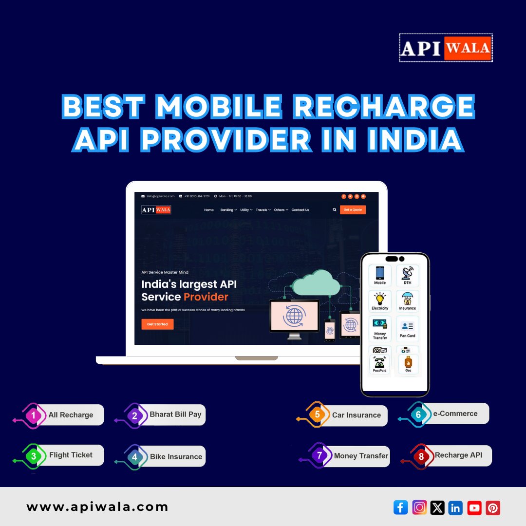 apiwala's tweet image. Mobile Recharge API by Apiwala – One Powerful API, Multiple Recharge Services!
Streamline your recharge operations with Apiwala’s robust Mobile Recharge API – the ultimate solution for all your digital recharge needs.
#Apiwala #MobileRechargeAPI #RechargeSolutions