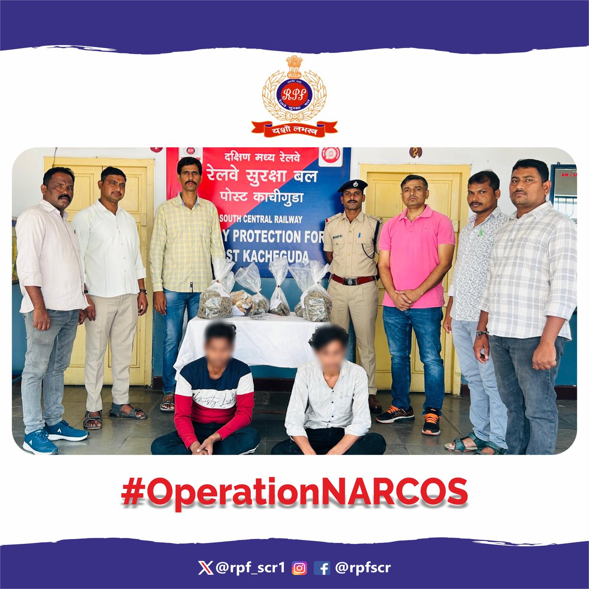 rpf_scr1 (@rpf_scr1) on Twitter photo A joint team of #RPF & #GRP #Kacheguda intercepted 2 Drug Peddlers at #Kacheguda station, seizing 3.154 kgs of Dry Ganja valued at ₹1.58 lakh. #GRP has registered a case under the NDPS Act & initiated further investigation.
#OperationNARCOS
<a href="/RPF_INDIA/">RPF INDIA</a> <a href="/RailMinIndia/">Ministry of Railways</a> <a href="/rpfscrhyb/">RPF HYDERABAD DIV</a> A joint team of #RPF & #GRP #Kacheguda intercepted 2 Drug Peddlers at #Kacheguda station, seizing 3.154 kgs of Dry Ganja valued at ₹1.58 lakh. #GRP has registered a case under the NDPS Act & initiated further investigation.
#OperationNARCOS
<a href="/RPF_INDIA/">RPF INDIA</a> <a href="/RailMinIndia/">Ministry of Railways</a> <a href="/rpfscrhyb/">RPF HYDERABAD DIV</a>