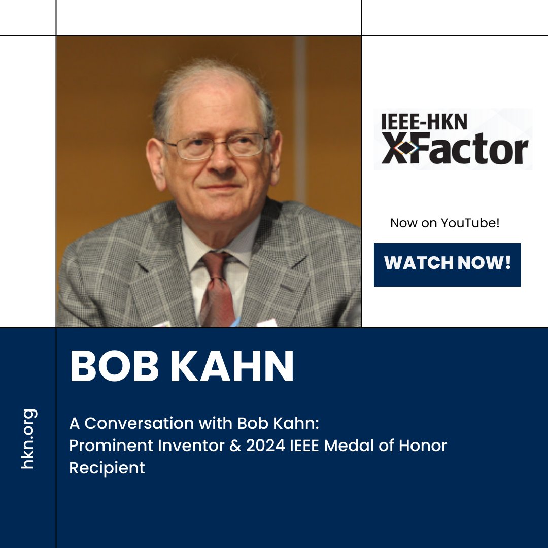 Another X-factor conversation is now available on our YouTube channel! Check out this conversation with Bob Kahn - 2024 IEEE Medal of Honor Recipient: youtu.be/ULt0POrSzcE #IamHKN