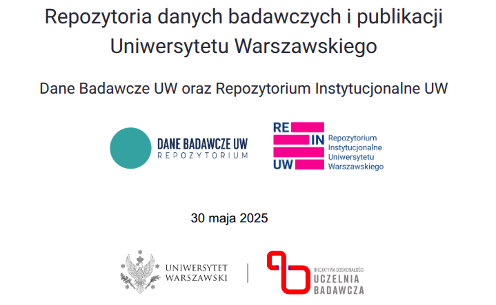 Platforma Otwartej Nauki | Open Science Platform (@opensciplatform) on Twitter photo Zapraszamy na webinarium o 2⃣ serwisach <a href="/UniWarszawski/">Uniwersytet Warszawski</a>
🔵repozytorium Dane Badawcze UW
🟪Repozytorium Instytucjonalne UW
Wspólnie z <a href="/BibliotekaUW/">Biblioteka Uniwersytecka w Warszawie</a> omówimy rodzaje materiałów przeznaczonych do udostępniania & proces deponowania.
➡️30 maja, godz. 12:00
icm.clickmeeting.com/repozytoria-30… Zapraszamy na webinarium o 2⃣ serwisach <a href="/UniWarszawski/">Uniwersytet Warszawski</a>
🔵repozytorium Dane Badawcze UW
🟪Repozytorium Instytucjonalne UW
Wspólnie z <a href="/BibliotekaUW/">Biblioteka Uniwersytecka w Warszawie</a> omówimy rodzaje materiałów przeznaczonych do udostępniania & proces deponowania.
➡️30 maja, godz. 12:00
icm.clickmeeting.com/repozytoria-30…