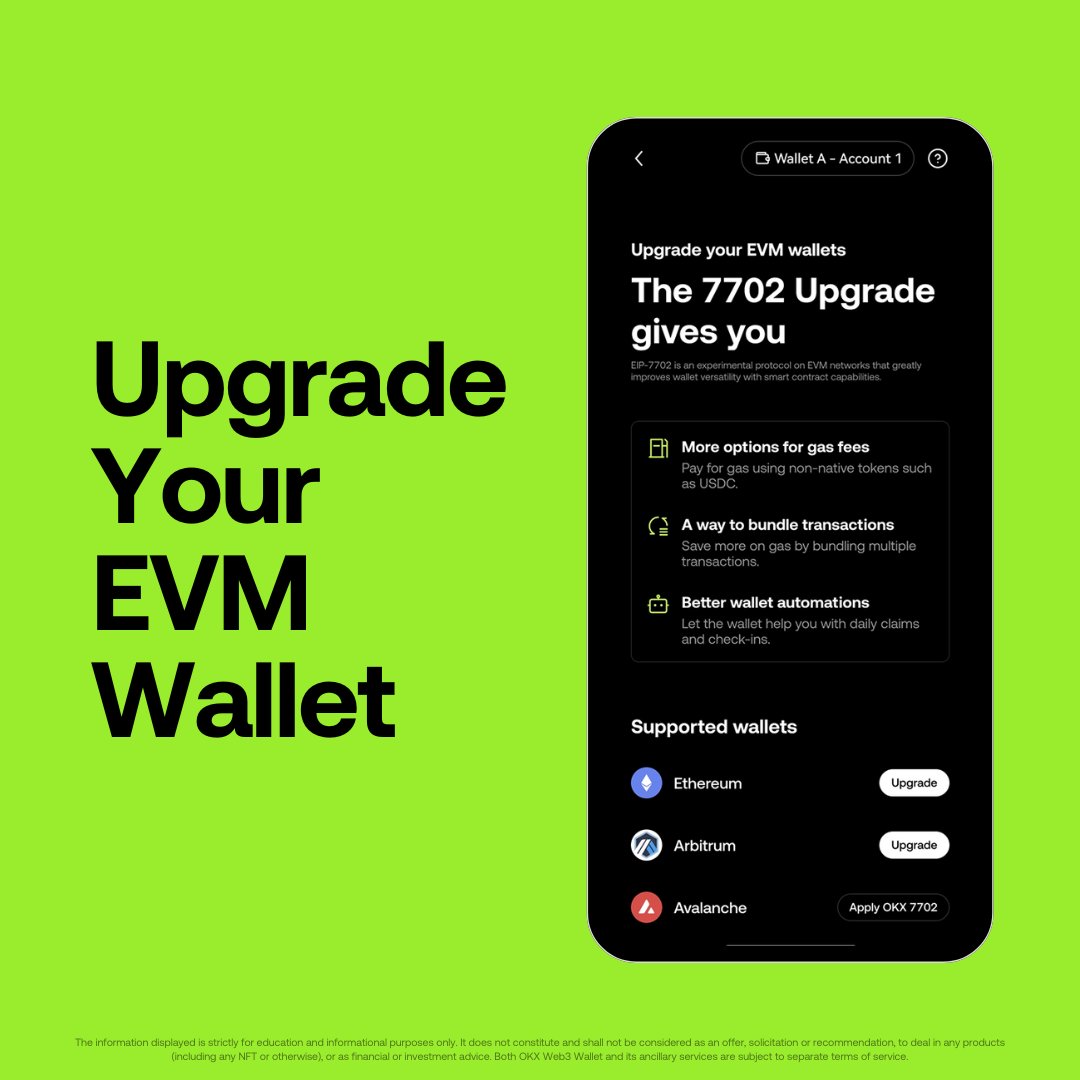 We're supporting the Ethereum Pectra Upgrade 🤝

Update your EVM wallet to interact with EIP-7702-compatible dApps and smart contracts for a smarter onchain experience.

Try it:
📱 More > 7702 Upgrade
💻 Toolkit > 7702 Upgrade