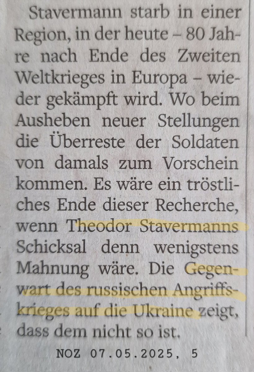 Abschluss einer mehrteiligen #Serie in der <a href="/noz_de/">NOZ</a> über das Schicksal eines #Soldaten aus #Georgsmarienhütte, der seit 1942 vermisst ist, und seine Bezüge zu heute🇺🇦