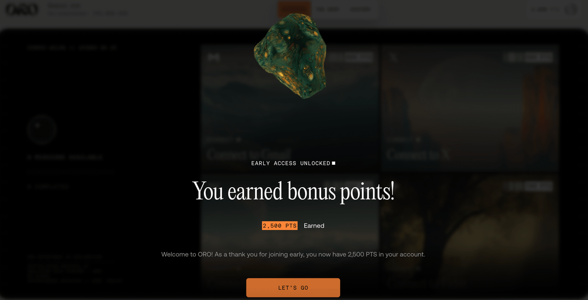 myAlphaDrops's tweet image. ORO Private Beta is Live

Early access means early rewards. Sign up, wait for your invite code via email, then start completing missions and earning points.

Sign up here: app.getoro.xyz/?referralCode=…