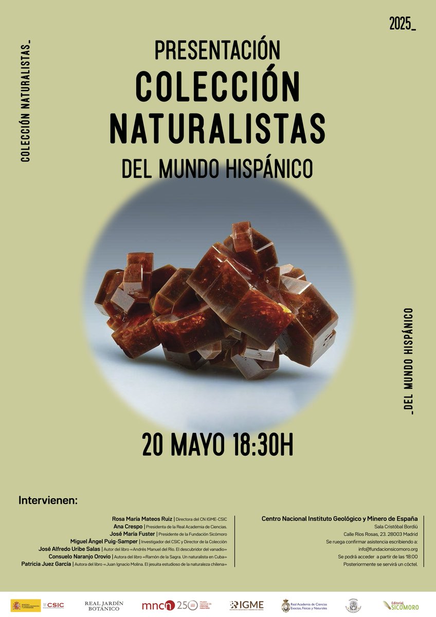 Fundación Sicómoro (@f_sicomoro) on Twitter photo Te esperamos el 20/05 en <a href="/IGME1849/">Instituto Geológico y Minero de España</a> en la presentación de la colección «Naturalistas del Mundo Hispánico», aprovechando la aparición de tres nuevos números (9, 10 y 11). Iniciativa de divulgación promovida por <a href="/RACiencias/">RACiencias</a>, <a href="/RJBOTANICO/">REAL JARDÍN BOTÁNICO</a>, <a href="/mncn_csic/">Museo Nacional de Ciencias Naturales</a>, #IGME y <a href="/F_Sicomoro/">Fundación Sicómoro</a>. Te esperamos el 20/05 en <a href="/IGME1849/">Instituto Geológico y Minero de España</a> en la presentación de la colección «Naturalistas del Mundo Hispánico», aprovechando la aparición de tres nuevos números (9, 10 y 11). Iniciativa de divulgación promovida por <a href="/RACiencias/">RACiencias</a>, <a href="/RJBOTANICO/">REAL JARDÍN BOTÁNICO</a>, <a href="/mncn_csic/">Museo Nacional de Ciencias Naturales</a>, #IGME y <a href="/F_Sicomoro/">Fundación Sicómoro</a>.