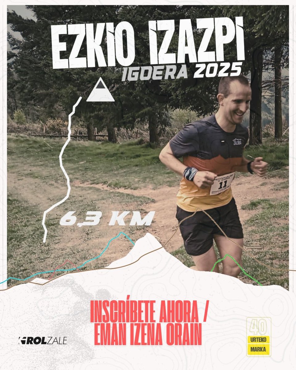 ¡¡Buenos días!!
¿Sabes que estamos inmersos en nuestro próximo evento?
Se trata de una carrera de montaña que se realizará el próximo domingo 11 de Mayo en Ezkio (Gipuzkoa).

Si quieres más información o conseguir tu dorsal, visita el siguiente link;
portal.kirolzale.eus/izazpira-igoer…