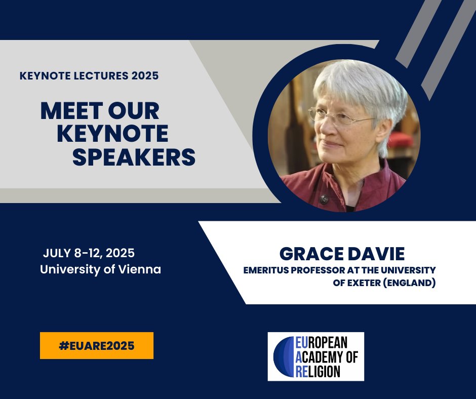 eu_are's tweet image. 🎤 #KeynoteSpotlight | #EuARe2025

Grace Davie (Univ. of Exeter) on:  “Religion in Modern Europe: Unexpected Challenges”
Secularization, diversity &amp;amp; the rise of populism.
Inspired by Halík’s Afternoon of Christianity.
Find out more👉bit.ly/3zAINI6

#KeynoteLectures