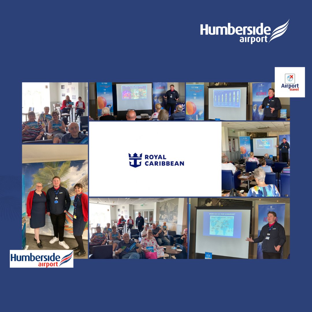 A big thank you to Joshua Preston and <a href="/RoyalCaribbean/">Royal Caribbean</a>  for an incredible Showcase Event at Humberside Airport! 
Special thanks to all our wonderful customers who attended.  RCC cruises 🚢, connect via Amsterdam <a href="/Schiphol/">Schiphol</a>  Airport and <a href="/KLM/">KLM</a> .

#RoyalCaribbean #HumbersideAirport