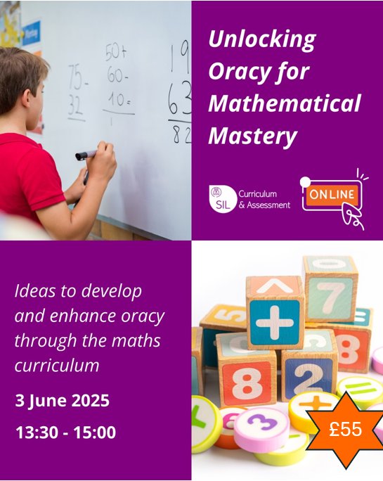 SIL Curriculum and Assessment Team (@silprimary) on Twitter photo Looking for new ideas to develop oracy in your maths curriculum? This new course will provide opportunities for maths leads to reflect on current practice and consider how it can be enhanced☺️ Book on now:
schoolimprovementliverpool.co.uk/Training-Detai…
#maths #curriculum #mastery #oracy @SI_Liverpool Looking for new ideas to develop oracy in your maths curriculum? This new course will provide opportunities for maths leads to reflect on current practice and consider how it can be enhanced☺️ Book on now:
schoolimprovementliverpool.co.uk/Training-Detai…
#maths #curriculum #mastery #oracy @SI_Liverpool
