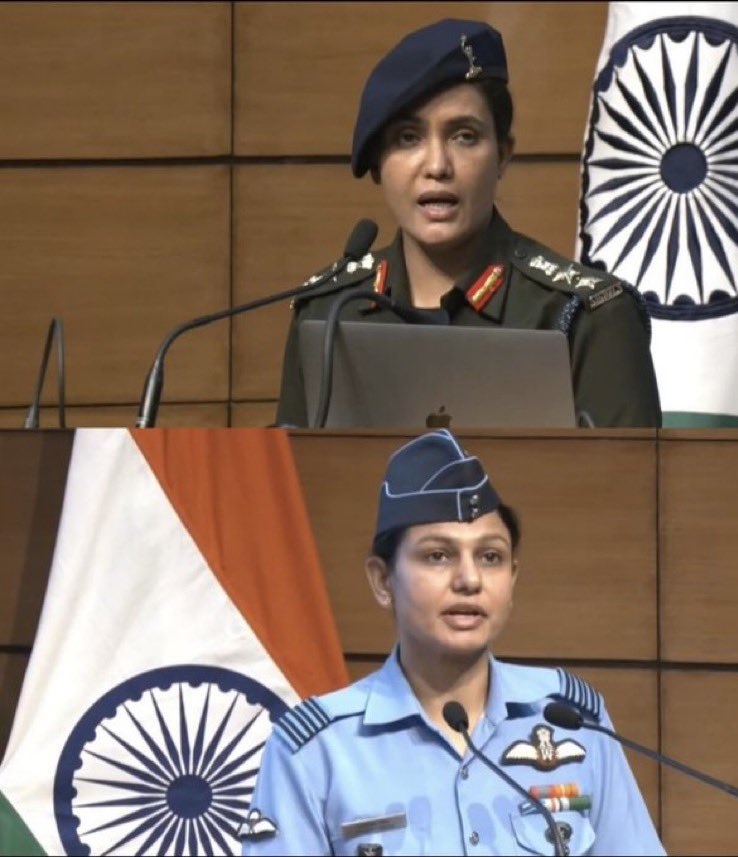 FitwithManisha's tweet photo. 🇮🇳 Col. Sofiya Qureshi

🇮🇳 Wg. Cdr. Vyomika Singh

The Real #OG 

Sindoor ka Hisab 

#BharatKiBeti #JaiHind #BharatMataKiJai 

#OperationSindoor https://t.co/I4ImIAepUT