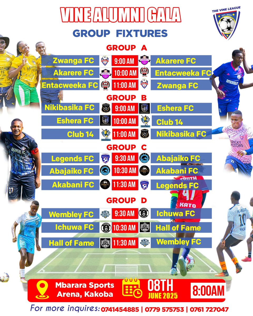 VINE_HS_ALUMNI's tweet image. OFFICIAL: 
Ladies and gentlemen, we present the final draws, fixtures, and bracket for the Vine Alumni Gala happening on 8th/06/2025, at Mbarara Sports Arena, Kakoba. 

We cordially invite all participants and supporters to join this exciting event.❤️