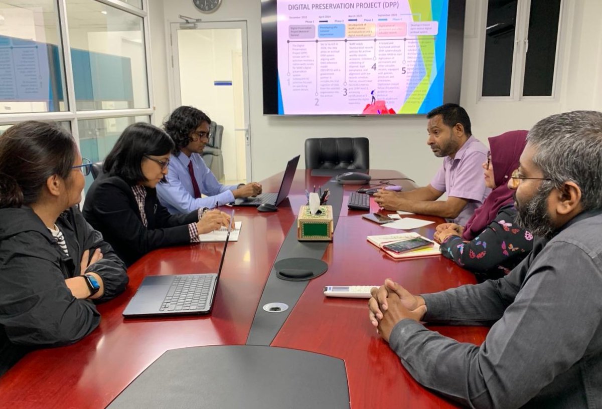 National Archives (@archivesmv) on Twitter photo Today, a meeting was held with <a href="/ADB_HQ/">Asian Development Bank</a> and <a href="/MoTmv/">Ministry of Tourism and Environment</a> regarding archiving data on climate change and Digital Preservation Project Today, a meeting was held with <a href="/ADB_HQ/">Asian Development Bank</a> and <a href="/MoTmv/">Ministry of Tourism and Environment</a> regarding archiving data on climate change and Digital Preservation Project
