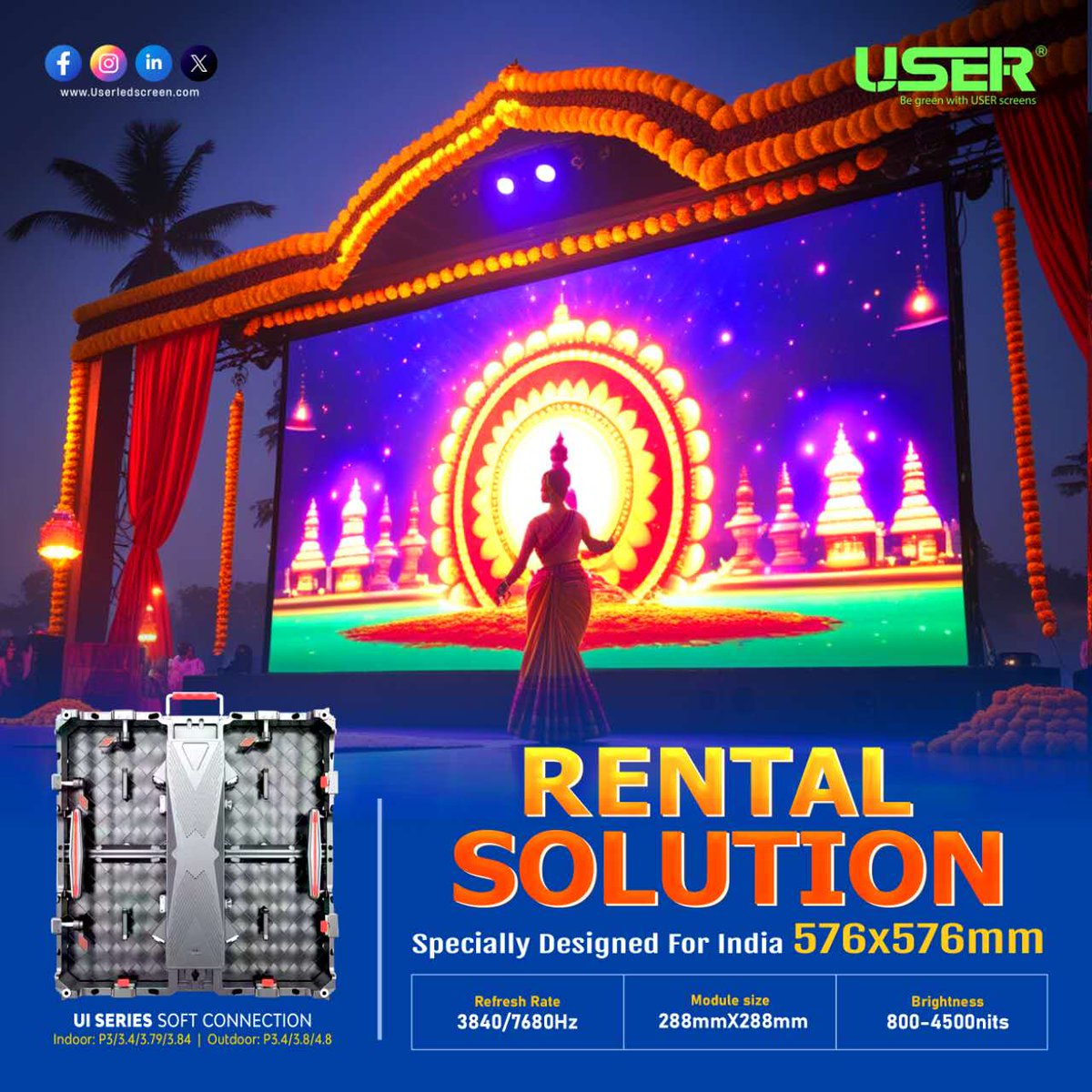 albert_User2025's tweet image. USER – UI Series Rental LED Display: Tailored for the Indian Market!
 
Perfect for:
Weddings | Concerts | Festivals | Trade Shows | Corporate Events | Indoor &amp;amp; Outdoor Rentals
#rentalLEDscreen #LEDdisplay #LEDvideowall