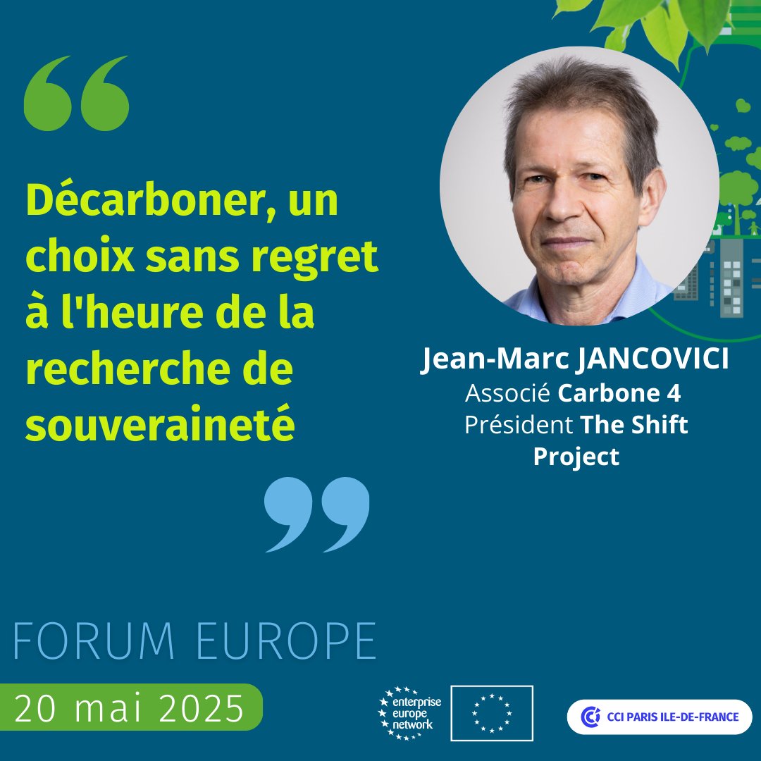 🌱Rejoignez le #ForumEurope pour accélérer la #transitionécologique de votre entreprise ! Ne soyez pas parmi les 2/3 des #PME qui sous-estiment les #risques liés aux #changementclimatique !
Rencontrez JM Jancovici et agissez !
Inscription 👉 entreprises.cci-paris-idf.fr/web/internatio…
#décarbonation