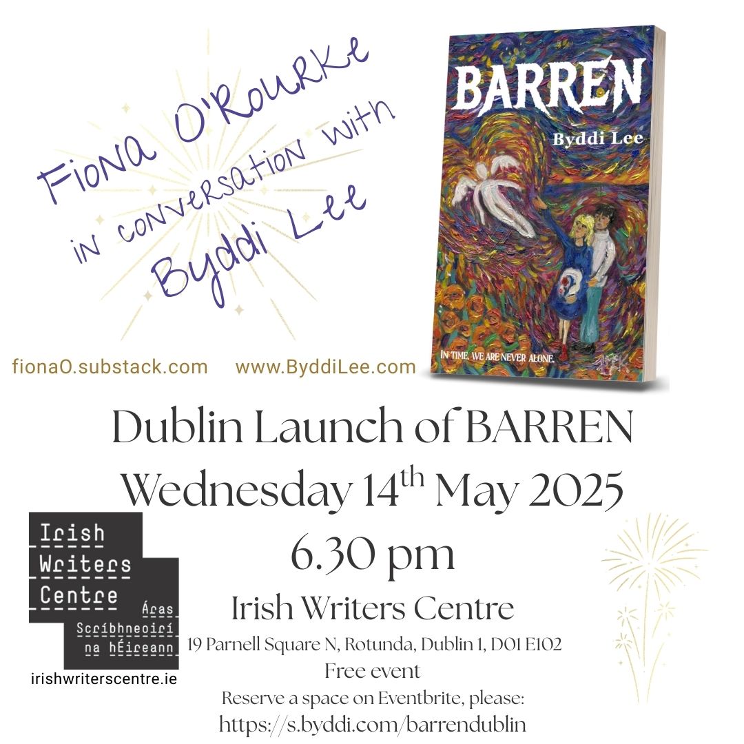 Byddi Lee 📚 Author |🎭Playwright |🎬 Screenwriter (@byddi) on Twitter photo One week to the Dublin Launch of "Barren", I'm excited to chat about it with <a href="/fionamkorourke/">fionaO.substack.com</a> in the
<a href="/IrishWritersCtr/">Irish Writers Centre</a> - Wednesday, 14th May, at 6.30 pm. A few places left, but going fast, reserve your spot now!
eventbrite.co.uk/e/book-launch-… One week to the Dublin Launch of "Barren", I'm excited to chat about it with <a href="/fionamkorourke/">fionaO.substack.com</a> in the
<a href="/IrishWritersCtr/">Irish Writers Centre</a> - Wednesday, 14th May, at 6.30 pm. A few places left, but going fast, reserve your spot now!
eventbrite.co.uk/e/book-launch-…