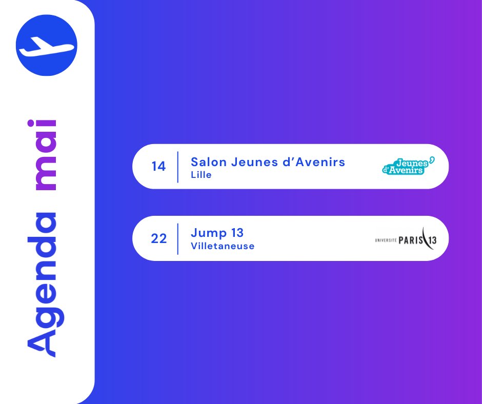 Aérométiers (@aerometiers) on Twitter photo Découvrez l’agenda de MAI 📍
▪️14 mai : Salon <a href="/JeunesdAvenirs/">Jeunes d'Avenirs</a> à Lille
▪️22 mai : Jump 13 - <a href="/Sorbonne_Univ_/">Sorbonne Université</a>
En savoir plus 👉 aerometiers.fr/evenements
#aerometiers #agendamai #salon #aviation #aéronautique Découvrez l’agenda de MAI 📍
▪️14 mai : Salon <a href="/JeunesdAvenirs/">Jeunes d'Avenirs</a> à Lille
▪️22 mai : Jump 13 - <a href="/Sorbonne_Univ_/">Sorbonne Université</a>
En savoir plus 👉 aerometiers.fr/evenements
#aerometiers #agendamai #salon #aviation #aéronautique