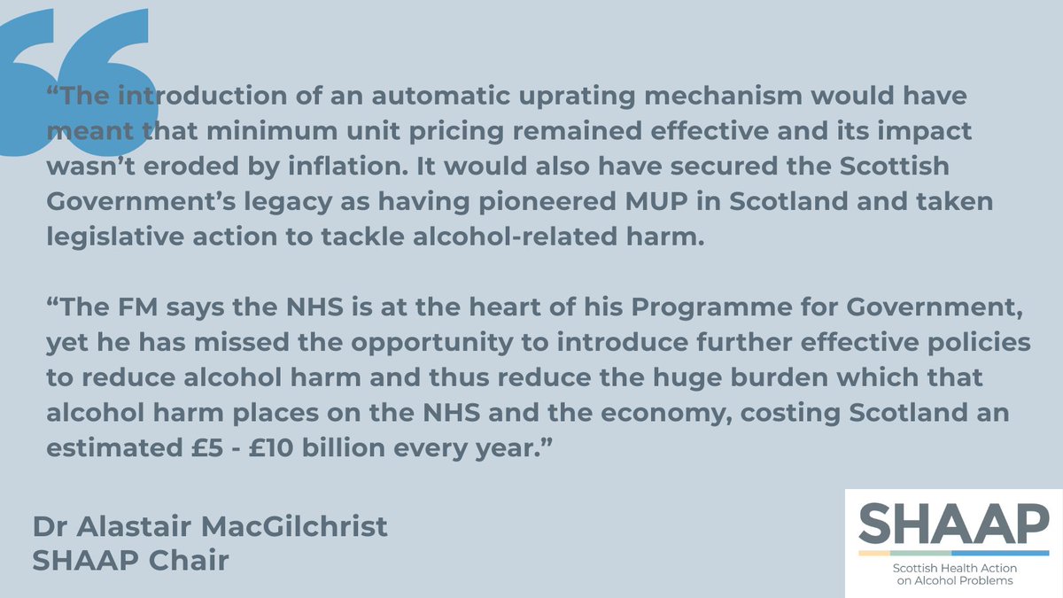 SHAAP (@shaapalcohol) on Twitter photo 🗣️SHAAP Chair Dr <a href="/AlastairMacG57/">Alastair MacGilchrist</a> comments on the Programme for Government <a href="/scotgov/">Scottish Government</a>
Read the full comment on our website: shaap.org.uk/news/447-shaap… 🗣️SHAAP Chair Dr <a href="/AlastairMacG57/">Alastair MacGilchrist</a> comments on the Programme for Government <a href="/scotgov/">Scottish Government</a>
Read the full comment on our website: shaap.org.uk/news/447-shaap…