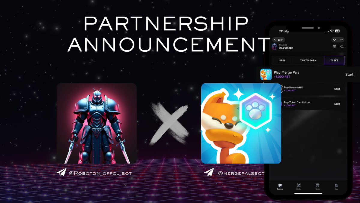 Roboton_Offcl's tweet image. Our First Partnership Announcement!

@Roboton_Offcl  🤝 
@MergePals 

We’re thrilled to announce a strategic partnership to drive the future of  $RBT 🔥

Stay tuned — the journey is just beginning! 🌟

#TON #ROBOTON #RBT #MERGEPALS #PARTNERSHIP #COLLAB #TONEcosystem #TONSociety