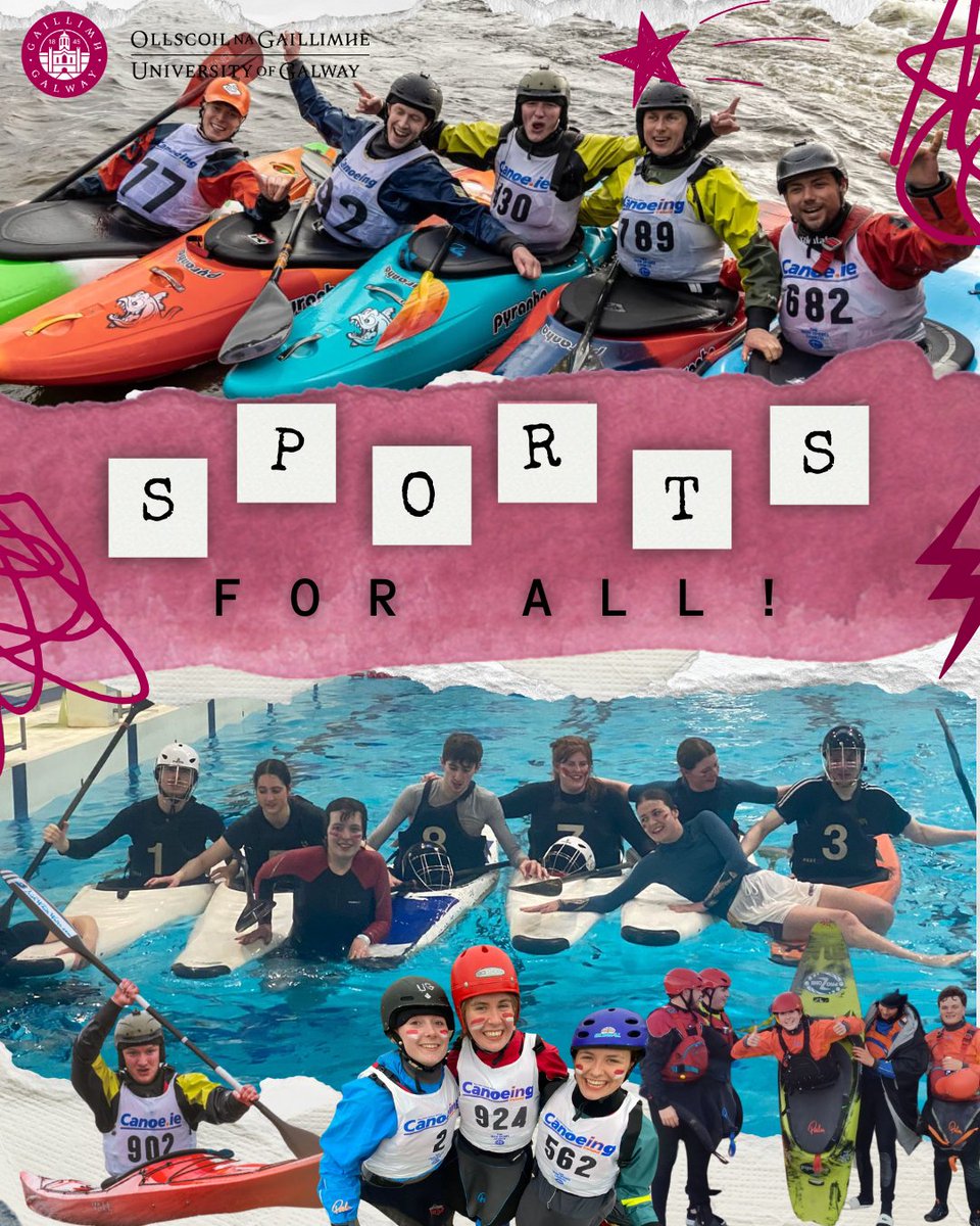 🚣‍♀️ Sports for All - Kayak Club
Inclusive, affordable, and open to all levels! 💥
🛶 Weekly beginner sessions
🏊 Pool skills for certs
🌊 Trips to Corrib, Tuam &amp; Castleconnell
🤝 Gear provided + social events for new members
#SportsForAll #UniversityOfGalway #KayakClub