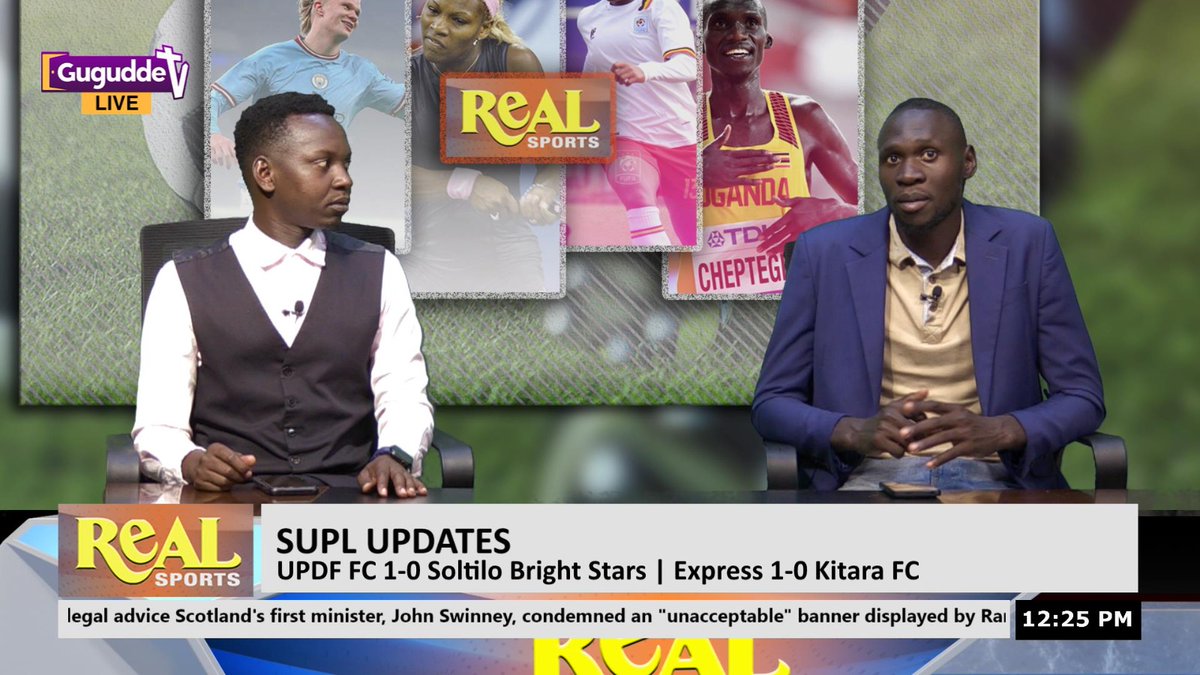 guguddetvuganda's tweet photo. Star Times Super league Updates:

-UPDF FC 1-0 Soltilo Bright Stars | Express 1-0 Kitara FC
-Wakiso Giants 0-1 Mbarara City
-Lugazi FC 0-1 URA FC | Maroons FC 1-0 Police
-SC Villa Vs KCCA | NEC FC VS BUL FC | Vipers Vs Mbale Heroes

Streaming ~https://t.co/SvQLJRyZZO

#GuguddeRealSports   #GuguddeTvUganda