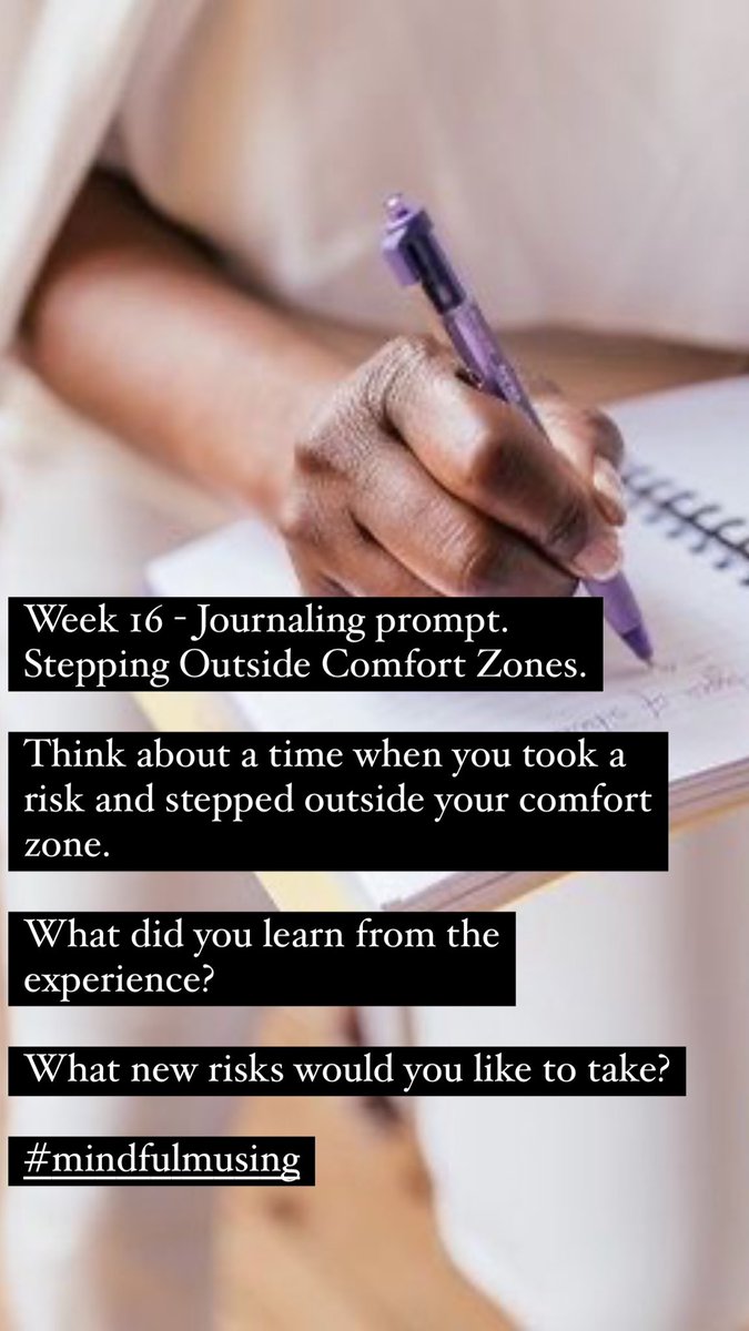 moffiescouch's tweet image. Journaling prompt for the week, we are stepping outside our comfort zones! 

Week 16 of 49.  

#mindfulmusing #journaling