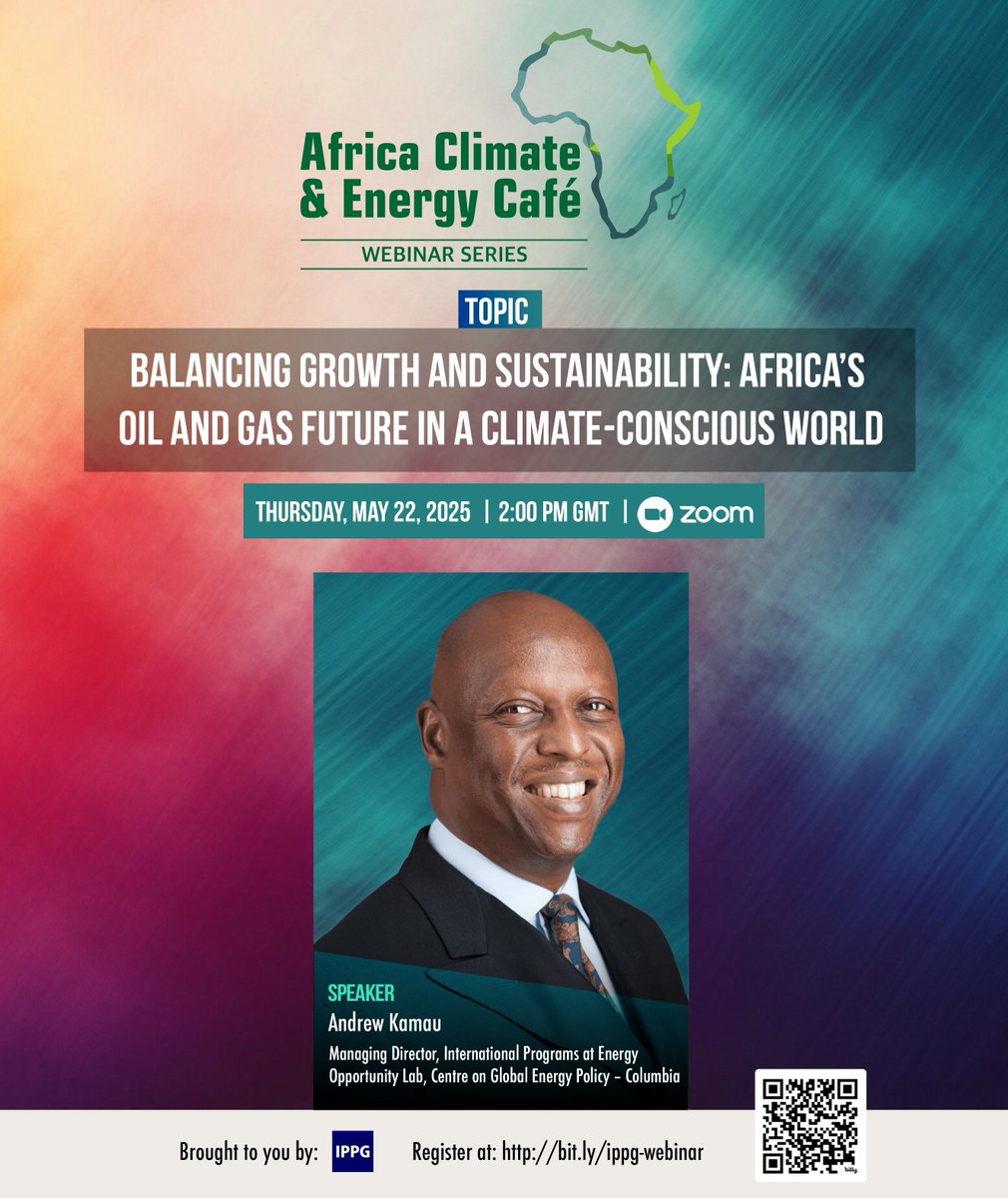 IPPG (@ippgafrica) on Twitter photo 🌍ACE Café Speaker Spotlight 1/4
<a href="/andrewnkamau/">Andrew Kamau</a> is #UpForTheACECafe!
Don't miss as the MD of International Programs, Energy Opportunity Lab, <a href="/ColumbiaUEnergy/">Center on Global Energy Policy</a> brings his expertise in clean fuel shifts & policy transparency.
🗓️ May 22 | 🕑 2PM GMT
🔗 bit.ly/ippg-webinar
Pull up 🌍ACE Café Speaker Spotlight 1/4
<a href="/andrewnkamau/">Andrew Kamau</a> is #UpForTheACECafe!
Don't miss as the MD of International Programs, Energy Opportunity Lab, <a href="/ColumbiaUEnergy/">Center on Global Energy Policy</a> brings his expertise in clean fuel shifts & policy transparency.
🗓️ May 22 | 🕑 2PM GMT
🔗 bit.ly/ippg-webinar
Pull up