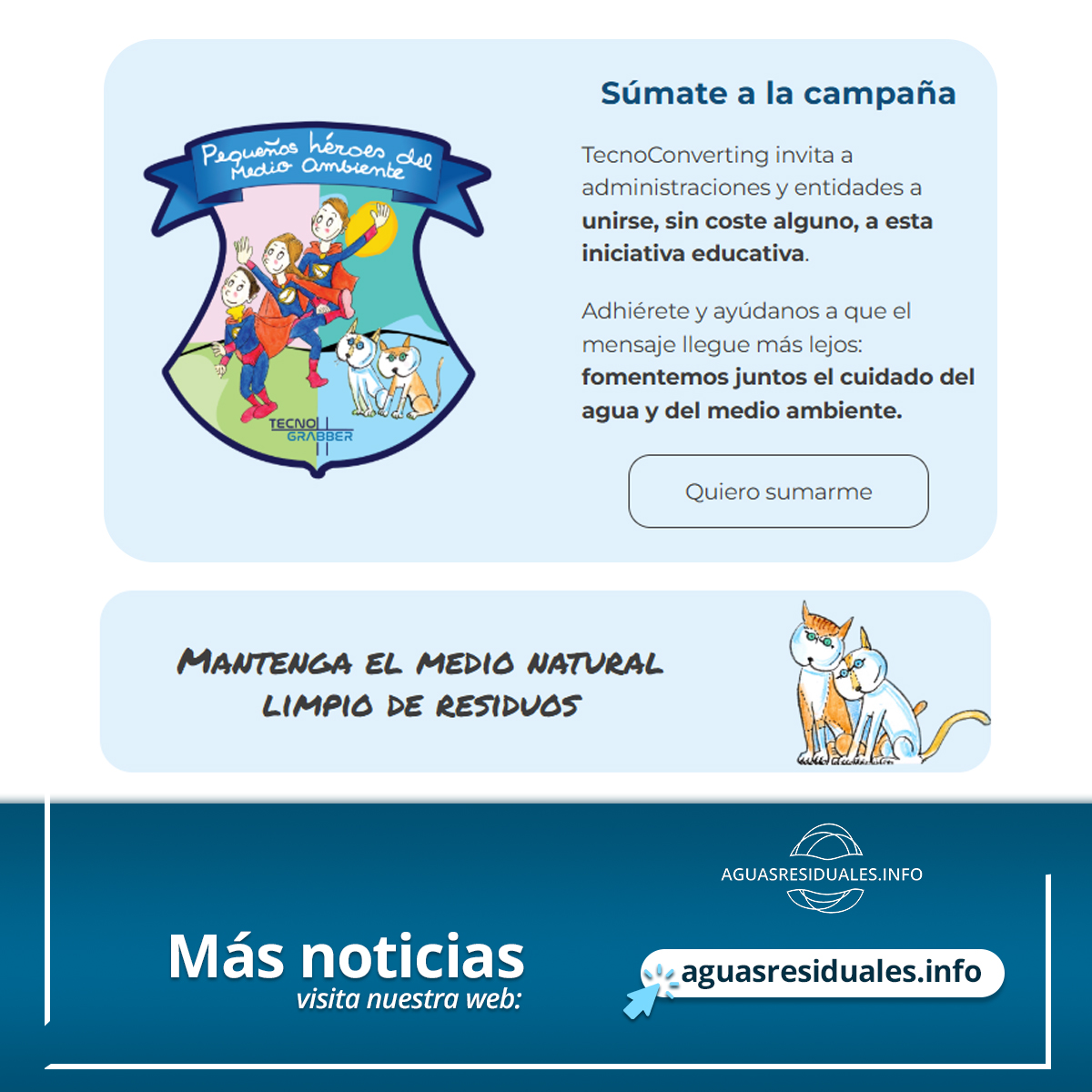 💧♻️ TecnoConverting [<a href="/tecnograbber/">TecnoGrabber®</a>]  y Pilarín Bayés lanzan el cuento "Pequeños héroes del medio ambiente" para concienciar sobre la contaminación del agua.
Disponible gratis para descargar 👉 aguasresiduales.info/revista/notici…
#Sostenibilidad #MedioAmbiente #EducaciónAmbiental