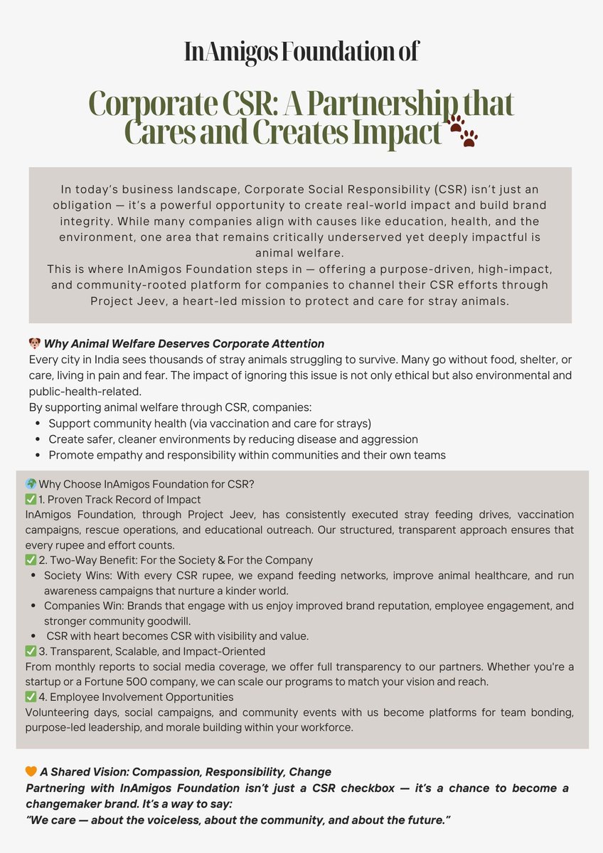 We invite companies to walk this journey with us — to feed the hungry, heal the wounded, and protect the innocent. With every project we undertake together, we write a new story of care, collaboration, and impact.
#VolunteerWork #InAmigos #IAFPrjoectJeev #IAFGoals